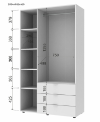 Шкаф Гелар 2+3 Дорос 6 дверный дуб сонома 233 см