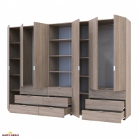 Шафа для одягу Дорос Гелар дуб сонома 6 дверна з пеналом 292,4 см