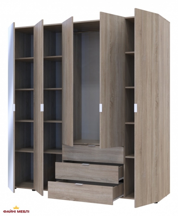 Шафа для одягу Дорос Гелар дуб сонома 4-х дверна/Дзеркало 194 см 5