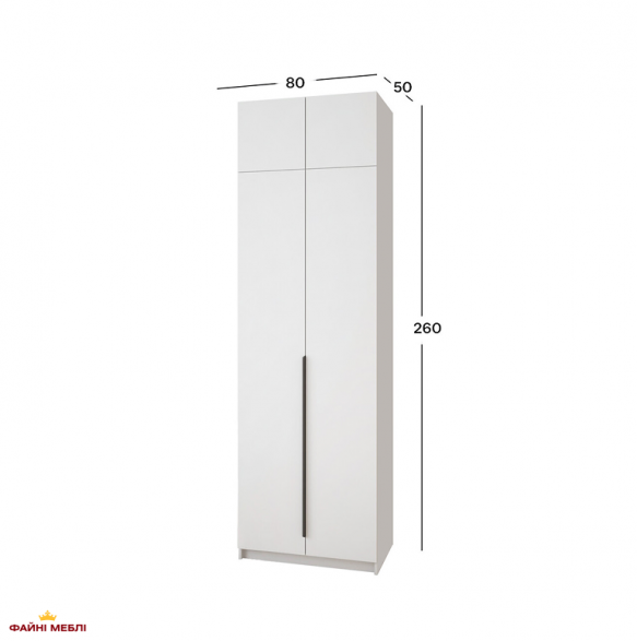 Шкаф Mebelstar Оскар двухдверный с антресолью Белый снег 80 см 2