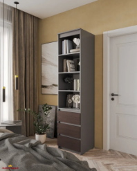 Шафа Морелі Т219 антрацит/венге темний з полицями та шухлядами 50 см