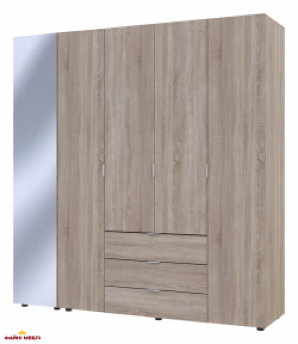 Шафа для одягу Дорос Гелар дуб сонома 4-х дверна/Дзеркало 194 см
