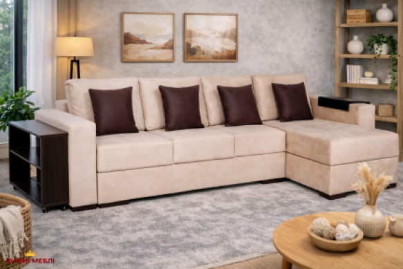Кутовий диван розкладний єврокнижка Лоренцо Меблі Стиль 263 х 163 см