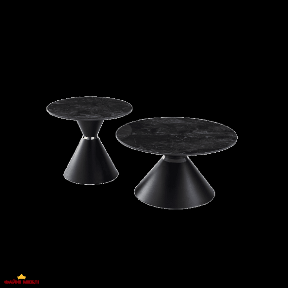 Журнальные столики (d80х42 + d60х51) Borg Bass Black Glossy 2