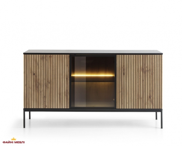 Комод Сенто / Sento K154 з підсвіткою Чорний/дуб вотан Perfect Home Ш153хВ83хГ39 см. 6