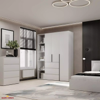 Шкаф распашной комбинированный трёхдверный Art In Head №8 Light, ширина 160 см