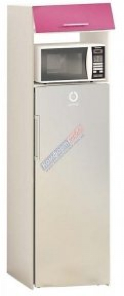 Шкаф П60.214.1Д под обычный холодильник и микроволновку Крашеный высокий глянец