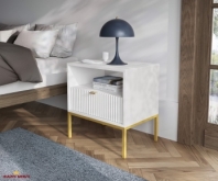 Тумба прикроватная Белый/Золотые ножки S54 Nova