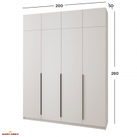 Шафа Mebelstar Оскар чотирьохдверна з антресоллю Білий сніг 200 см
