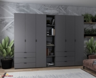 Шафа для одягу Дорос Гелар графіт 6 дверна з пеналом 292,4 см