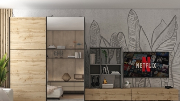 Шкаф-купе с зеркалом G-Caiser белый/дуб Эвок 2 дверный 160 см 2