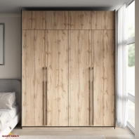 Шкаф Морели R-0020 Рамо 4 дверный дуб аппалачи со штангой и полками 197см