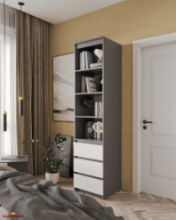 Шкаф Морели Т219 антрацит/белый с полками и ящиками 50 см