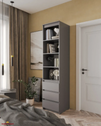 Шкаф Морели Т219 антрацит с полками и ящиками 50 см