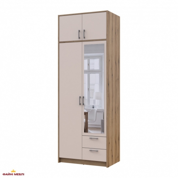 Шафа для одягу Дорос Ронді кашемір з дзеркалом та антресоллю 2 дверна 82 см 10
