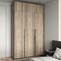 Шкаф Морели R-0016 Рамо 3 дверный дуб гранж песочный со штангой и полками 150см