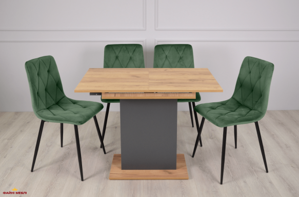 Стіл обідній Stoun / Стоун Інтарсіо Дуб крафт золотий/Антрацит Розкладний 100/135 см 0