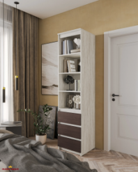 Шафа Морелі Т219 бетон/венге темний з полицями та шухлядами 50 см