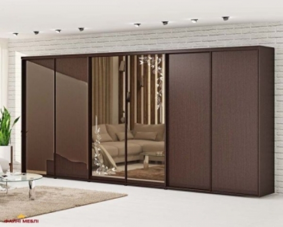 Шкаф-купе 4,8м шестидверный с зеркалом бронза графит