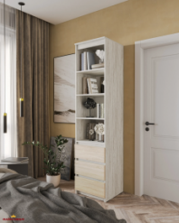 Шафа Морелі Т219 бетон/сонома з полицями та шухлядами 50 см