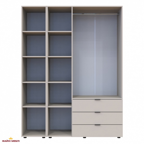 Шафа для одягу Дорос Гелар кашемір 3-х дверна/Дзеркало 155 см 0