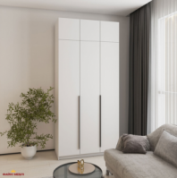 Шкаф Mebelstar Оскар трехдверный с антресолью и ящиками Белый снег 120 см