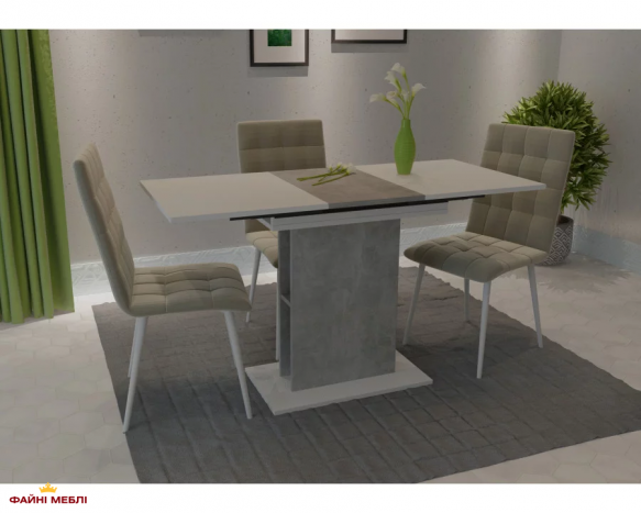 Стіл обідній Stoun / Стоун Інтарсіо Біла Аляска / Індастріал Розкладний 100/135 см 1