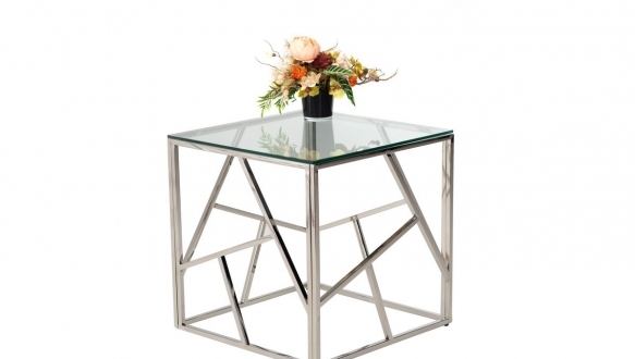 Стол кофейный CF-2 прозрачный + серебро 4