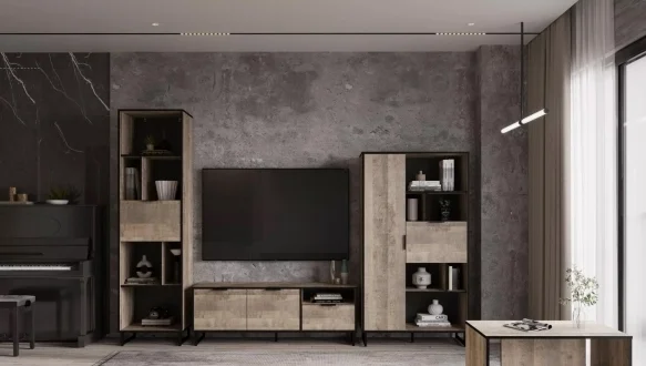 Стелаж комбі дуб гранж пісочний F-0006 Форте 2