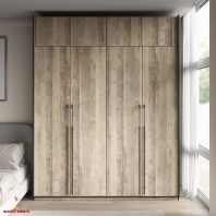 Шкаф Морели R-0019 Рамо 4 дверный дуб гранж со штангой и полками 197см