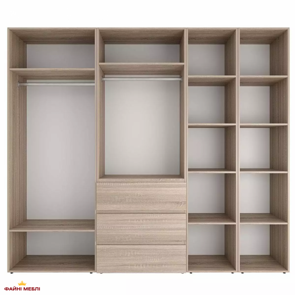 Шкаф распашной комбинированный четырёхдверный Art In Head №14 Light, ширина 240 см 6 Шкаф распашной комбинированный четырёхдверный Art In Head №14 Light, ширина 240 см 6