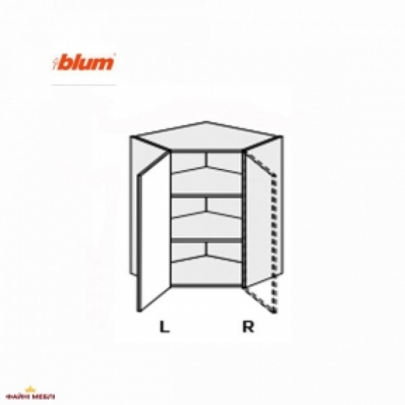 Секция верхняя левая Угол 45° 650х650/720 1дв Pro Blum Миллениум
