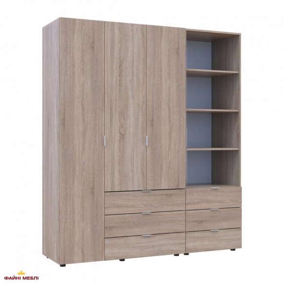 Шафа для одягу Дорос Гелар дуб сонома 3-х дверна з пеналом 176,2 см 5