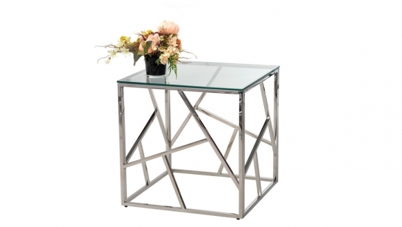Стол кофейный CF-2 прозрачный + серебро 2