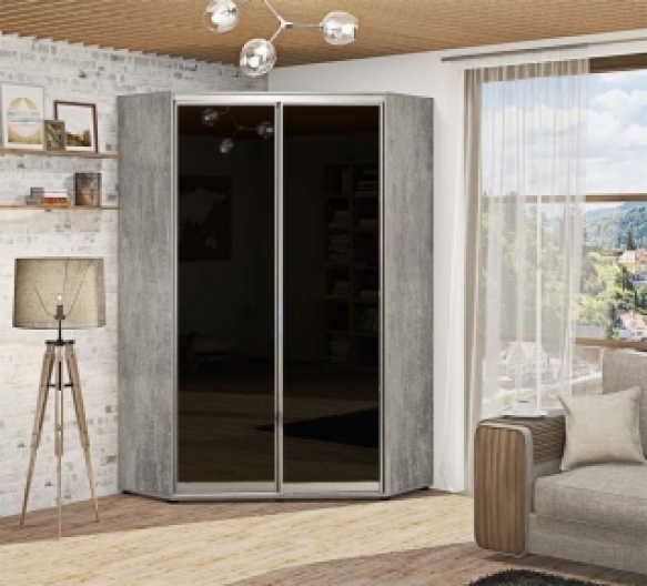 Угловой шкаф-купе 1,1 м ДСП с цветным стеклом