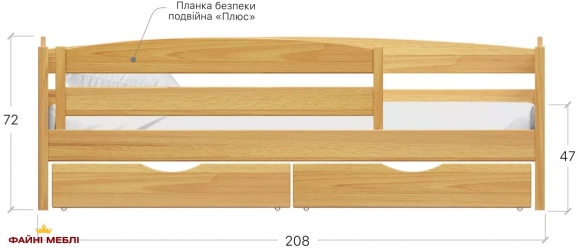 Ліжко дитяче Щит бука Естелла Нота Плюс 19