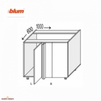 Секция нижняя правая УголН 90° 1000х600/820 1дв Pro Blum Миллениум WG