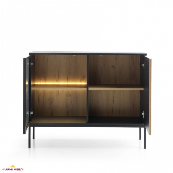 Комод Сенто / Sento K104 з підсвіткою Чорний/дуб вотан Perfect Home Ш103хВ83хГ39 см. 5