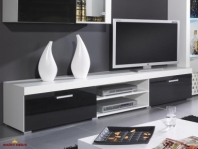 Тумба ТВ белый/черный глянец Samba