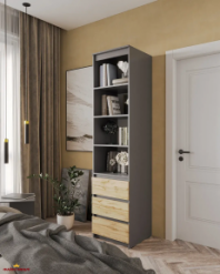 Шафа Морелі Т219 антрацит/аппалачі з полицями та шухлядами 50 см