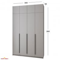 Шафа Mebelstar Оскар чотирьохдверна з антресоллю Сіра мишка 160 см