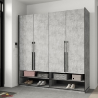 Шкаф Морели R-0008 Рамо 4 дверный бетон со штангами 197см