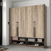 Шкаф Морели R-0008 Рамо 4 дверный дуб гранж песочный со штангами 197см