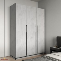 Шкаф Морели R-0016 Рамо 3 дверный бетон тефра со штангой и полками 150см