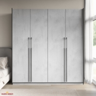 Шафа Морелі R-0020 Рамо 4 дверна бетон тефра зі штангою та полицями 197 см