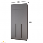 Шафа Mebelstar Оскар трьохдверна з антресоллю Антрацит 120 см 2