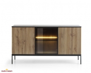 Комод Сенто / Sento K154 з підсвіткою Чорний/дуб вотан Perfect Home Ш153хВ83хГ39 см. 6