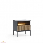 Тумба прикроватная с подсветкой Сенто/Sento S54 чёрный / дуб вотан Perfect Home Ш53хВ56хГ39 см. 3