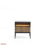 Тумба прикроватная с подсветкой Сенто/Sento S54 чёрный / дуб вотан Perfect Home Ш53хВ56хГ39 см. 4