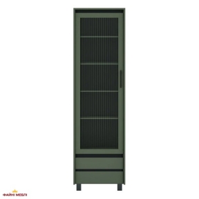 Вітрина REG1W2S Лаундж Зелений димчастий / Чорний